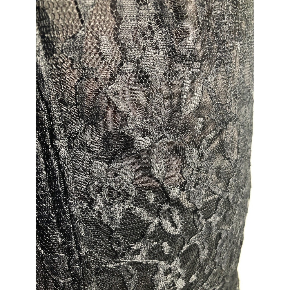Vtg 90s Goth Lace Sequin Dress Black Whimsygoth Witchy 39-33-39 DAMAGED/STAIND L - Picture 12 of 15